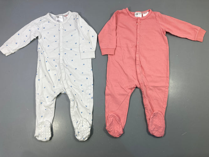 Pyjama jersey fleuri blanc et uni corail, lot de 2, moins cher chez Petit Kiwi