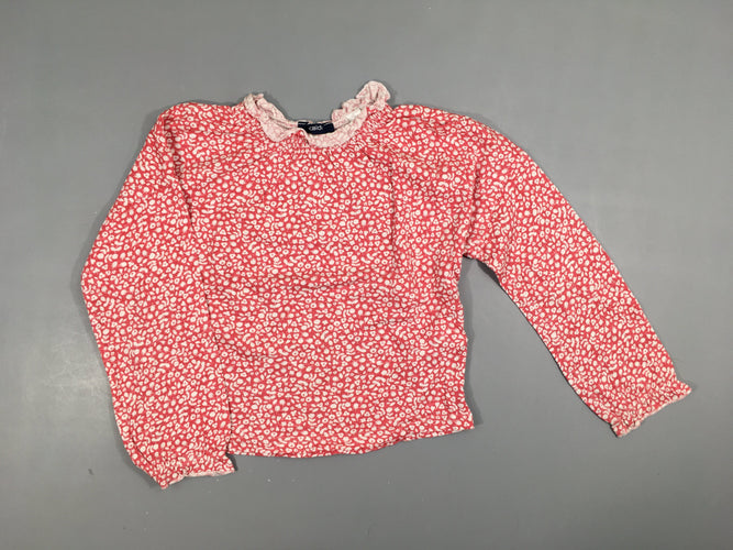 T-shirt m.l col froufrou rose motifs blancs, moins cher chez Petit Kiwi