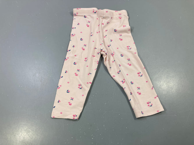 Legging beige fleurs roses, moins cher chez Petit Kiwi