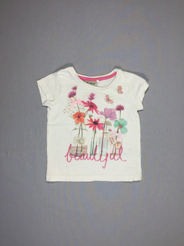 T-shirt m.c blanc - fleurs dans des vases, moins cher chez Petit Kiwi