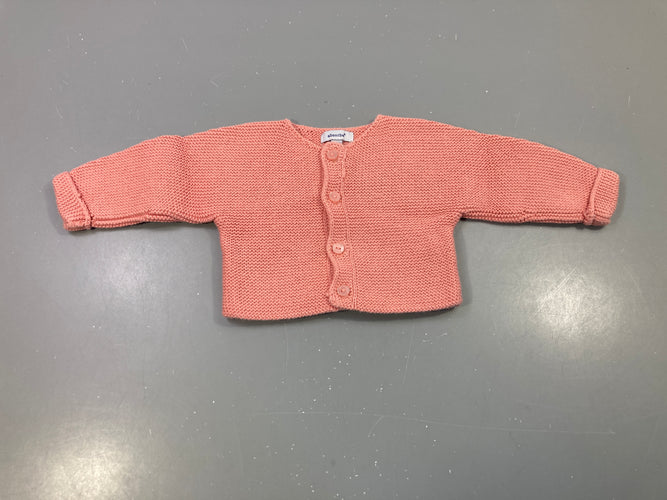 Gilet tricot rose saumon, moins cher chez Petit Kiwi