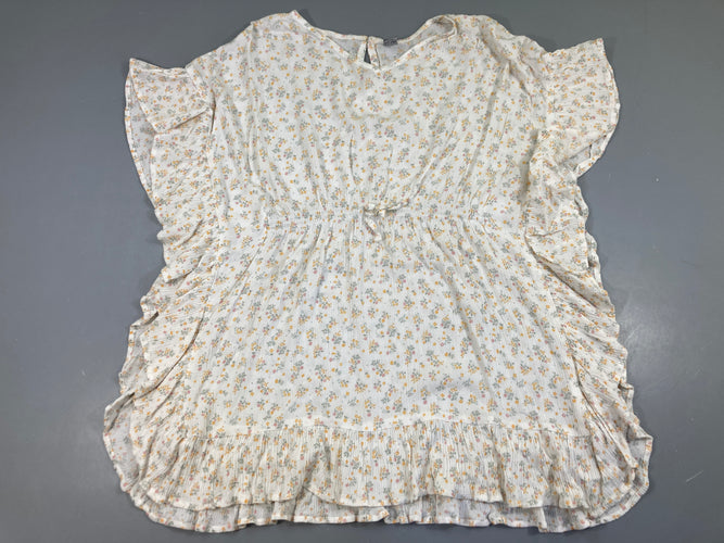 Blouse m.c dite évolutive blanche fleurie moutarde, moins cher chez Petit Kiwi