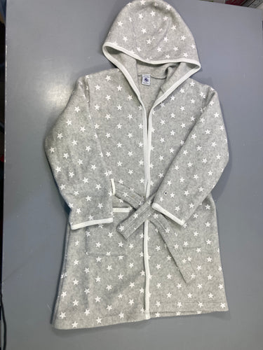Peignoir polar gris étoiles blanches, capuche, bouloché, moins cher chez Petit Kiwi
