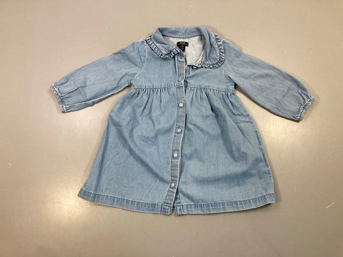Robe m.l denim, col volanté, moins cher chez Petit Kiwi