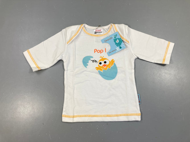 Neuf-T-shirt mi-manches blanc poussin Tiwapee 100% Coton organique, moins cher chez Petit Kiwi