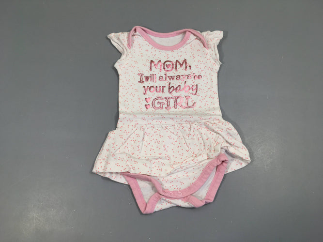 Body m.c blanc pois roses Mom, volant, moins cher chez Petit Kiwi