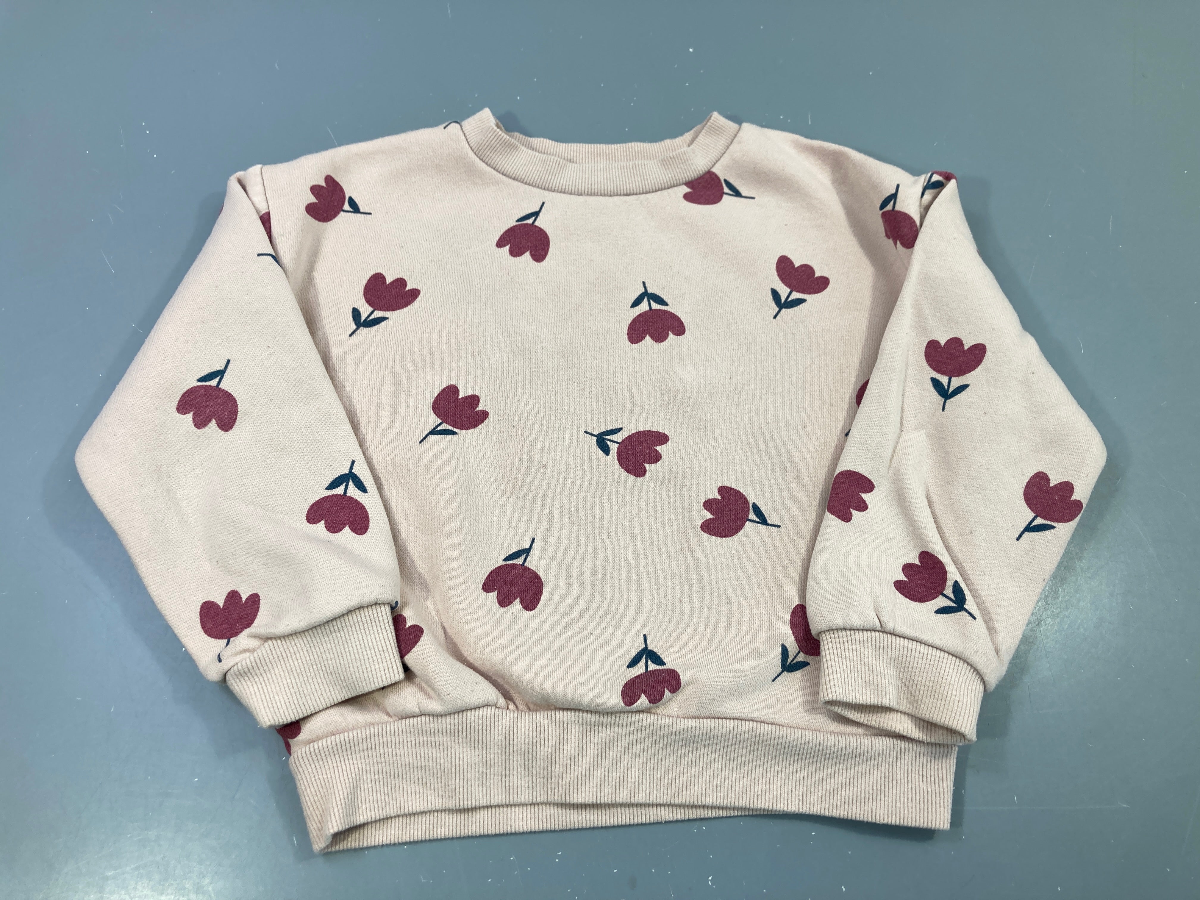 Sweat écru imprimé fleurs tulipes bordeaux Bouloché