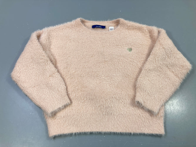 Pull duveteux rose pâle cœur brodé, moins cher chez Petit Kiwi