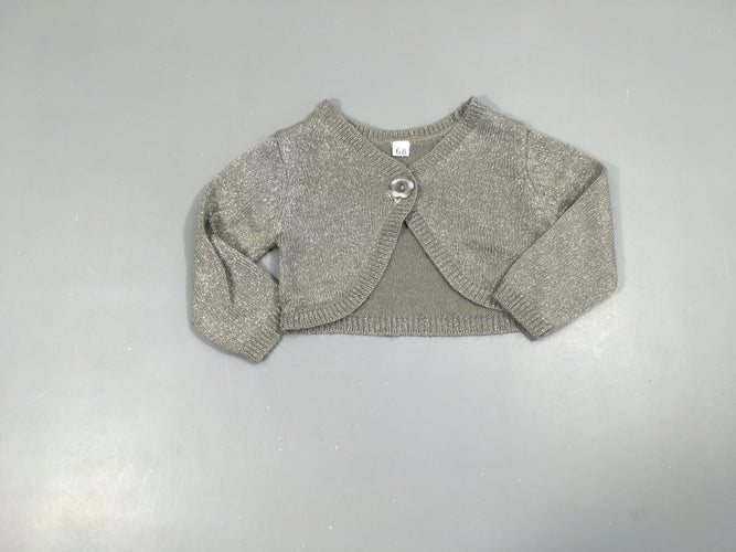 Gilet court gris fil irisé, moins cher chez Petit Kiwi