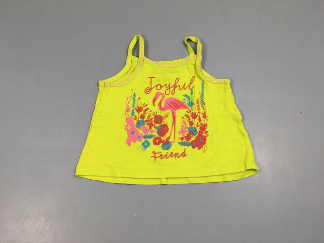 T-shirt court fines bretelles jaune vif flamand rose, moins cher chez Petit Kiwi