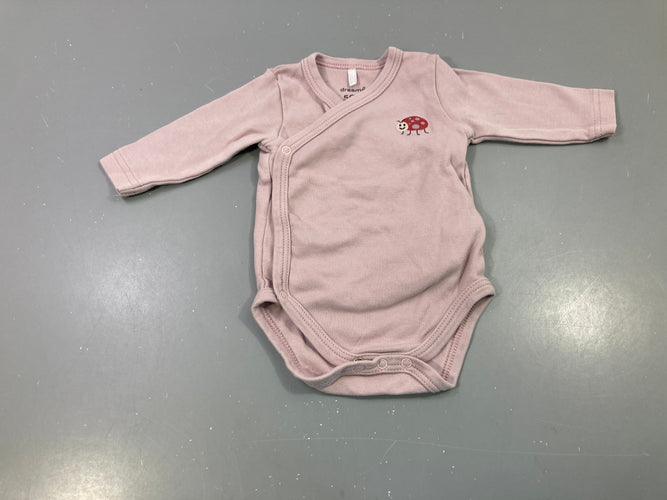 Body m.l vieux rose coccinelle brodée, moins cher chez Petit Kiwi