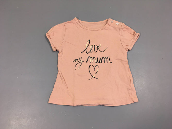 T-shirt m.c rose love, moins cher chez Petit Kiwi