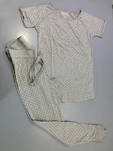 Pyjama 2pcs jersey gris pois blancs, moins cher chez Petit Kiwi