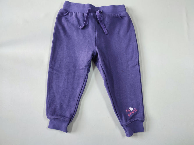 Pantalon molleton mauve "So sweet", moins cher chez Petit Kiwi