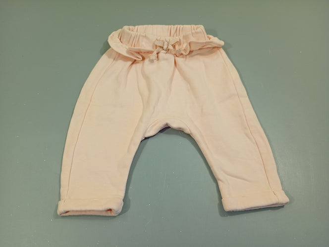 Pantalon jogging rose clair, volant à la taille, petit noeud, intérieur polar., moins cher chez Petit Kiwi