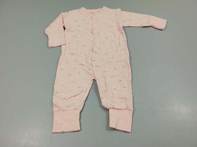 Pyjama jersey rose clair, petites fleurs, moins cher chez Petit Kiwi
