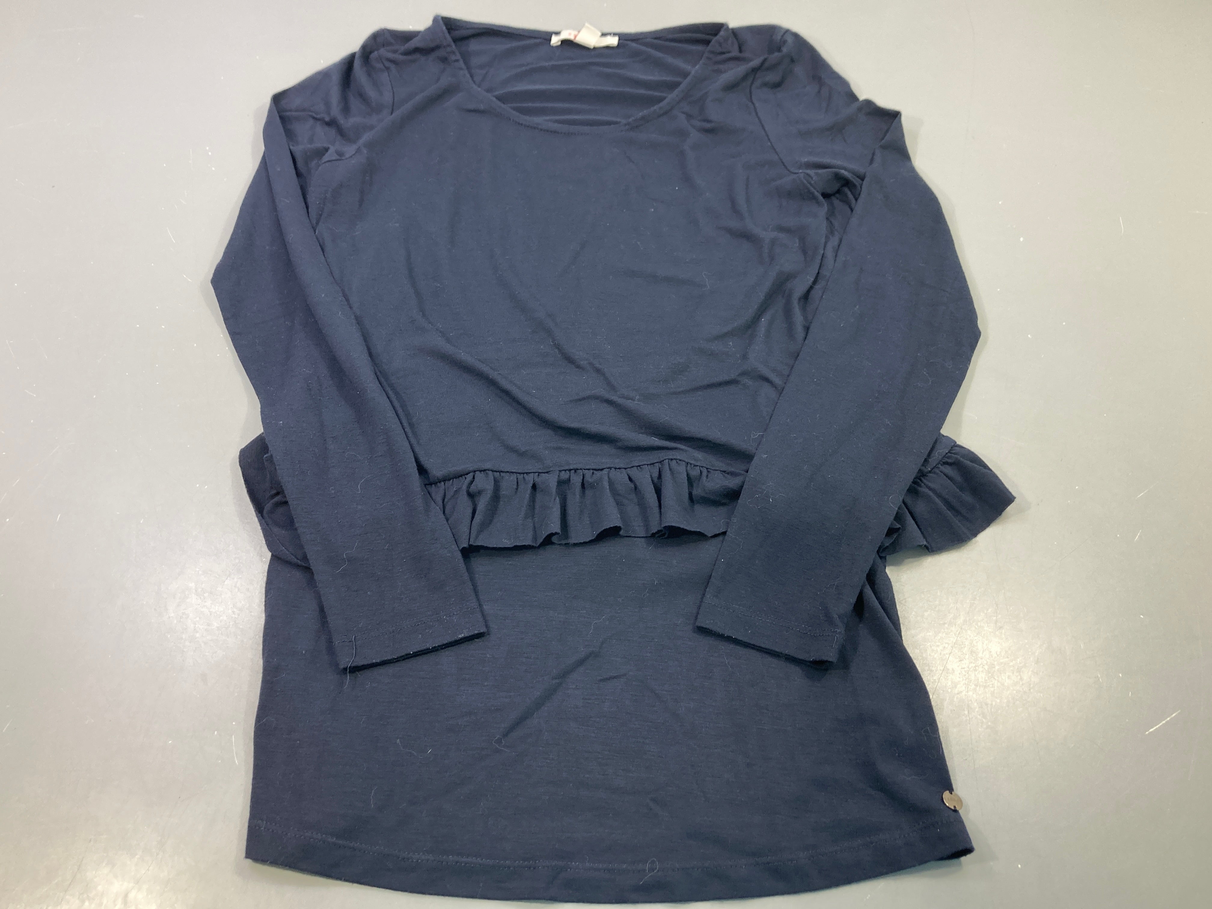 T-shirt d'allaitement m.l bleu marine, volant bas