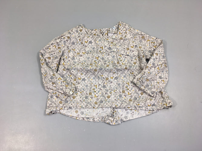 Blouse m.l grise fleurie, moins cher chez Petit Kiwi