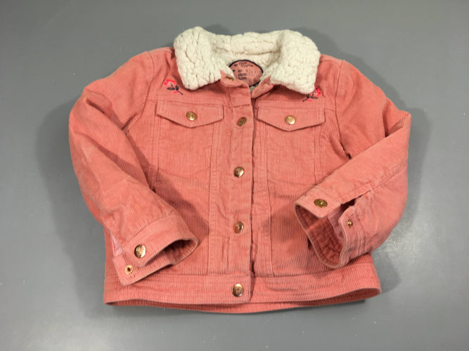 Veste velours côtelé rose, moins cher chez Petit Kiwi