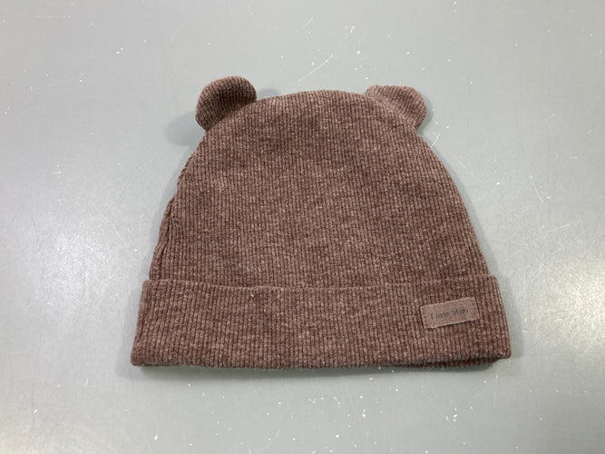 Bonnet oreilles ours marron chiné, légèrement bouloché, moins cher chez Petit Kiwi