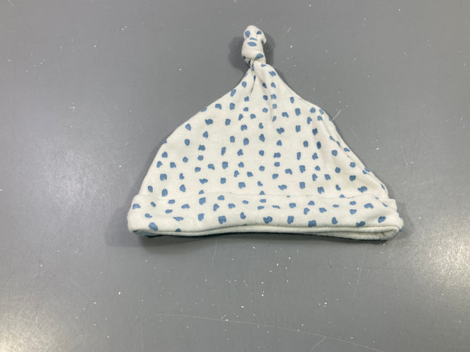 Bonnet jersey blanc pois bleus, moins cher chez Petit Kiwi