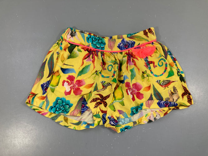 Short fluide jaune fleuri, moins cher chez Petit Kiwi