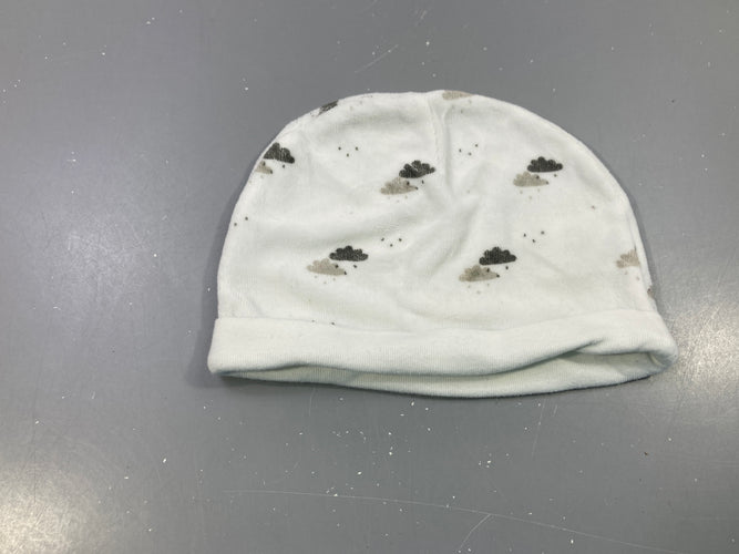 Bonnet velours blanc nuages, moins cher chez Petit Kiwi