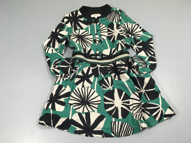 Robe m.l vert motifs blanc/noirs, légèrement décolorée, moins cher chez Petit Kiwi