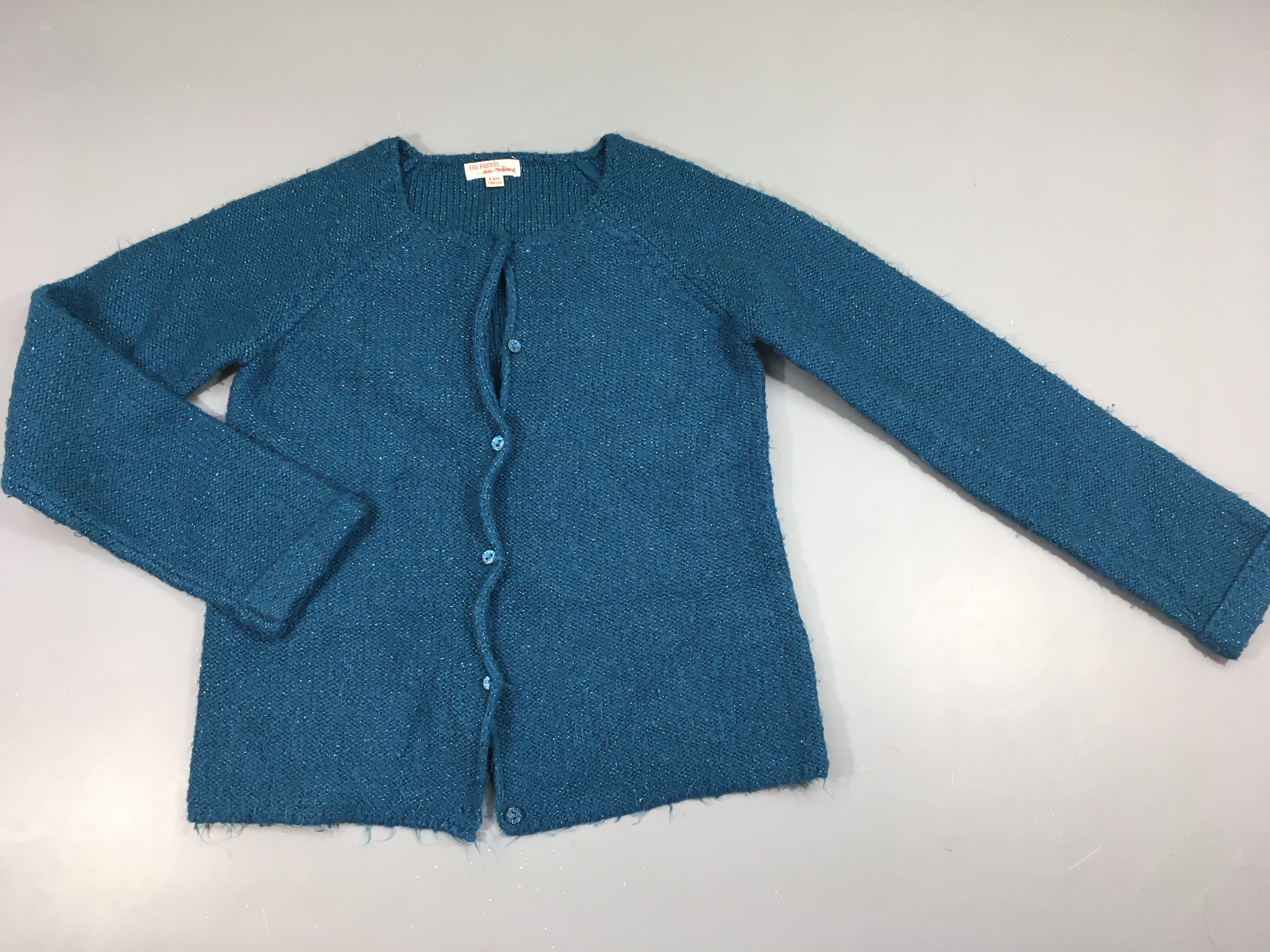Gilet bleu fil métalisé argenté