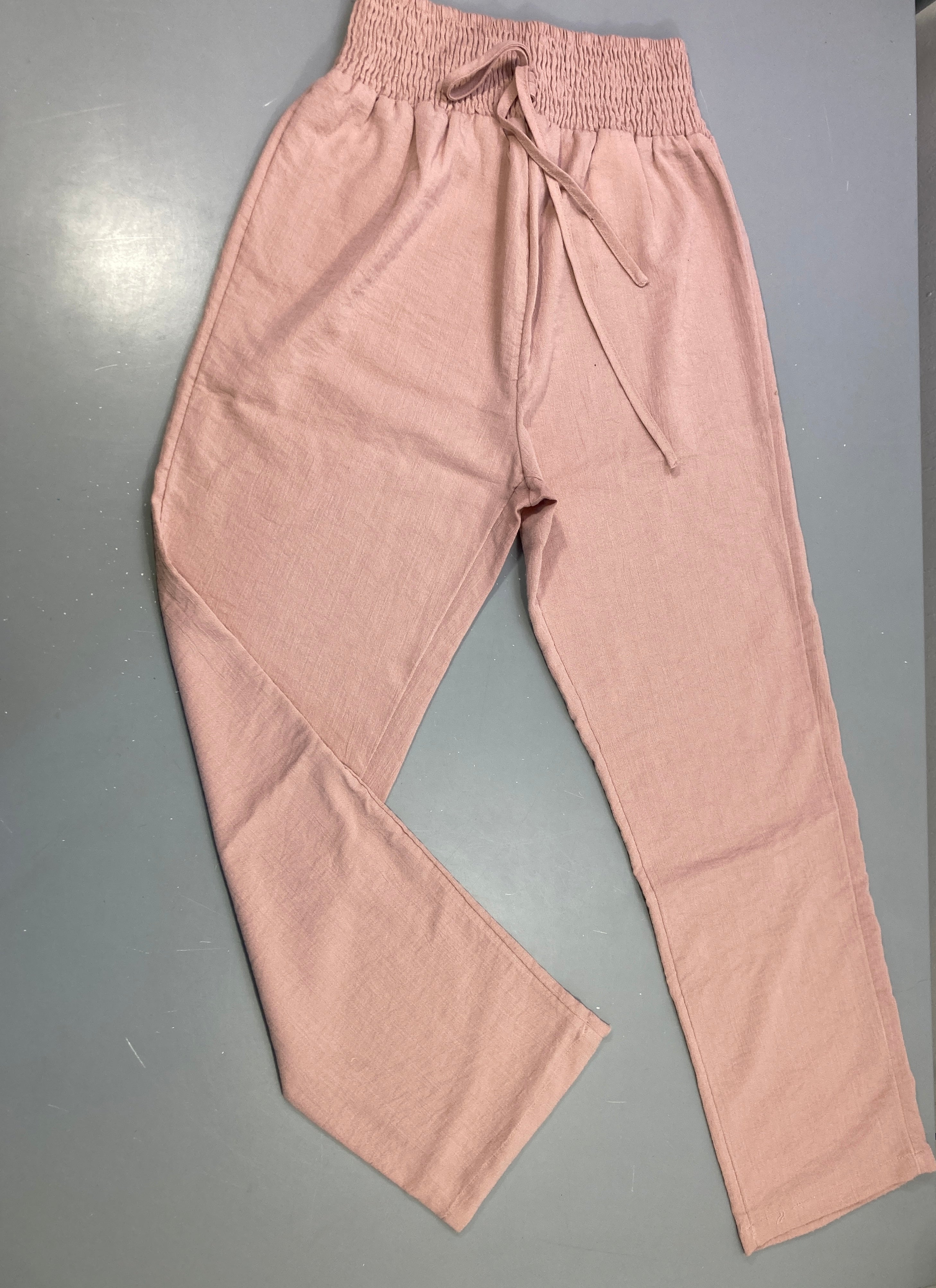 Pantalon grossesse fluide rose taille élastique