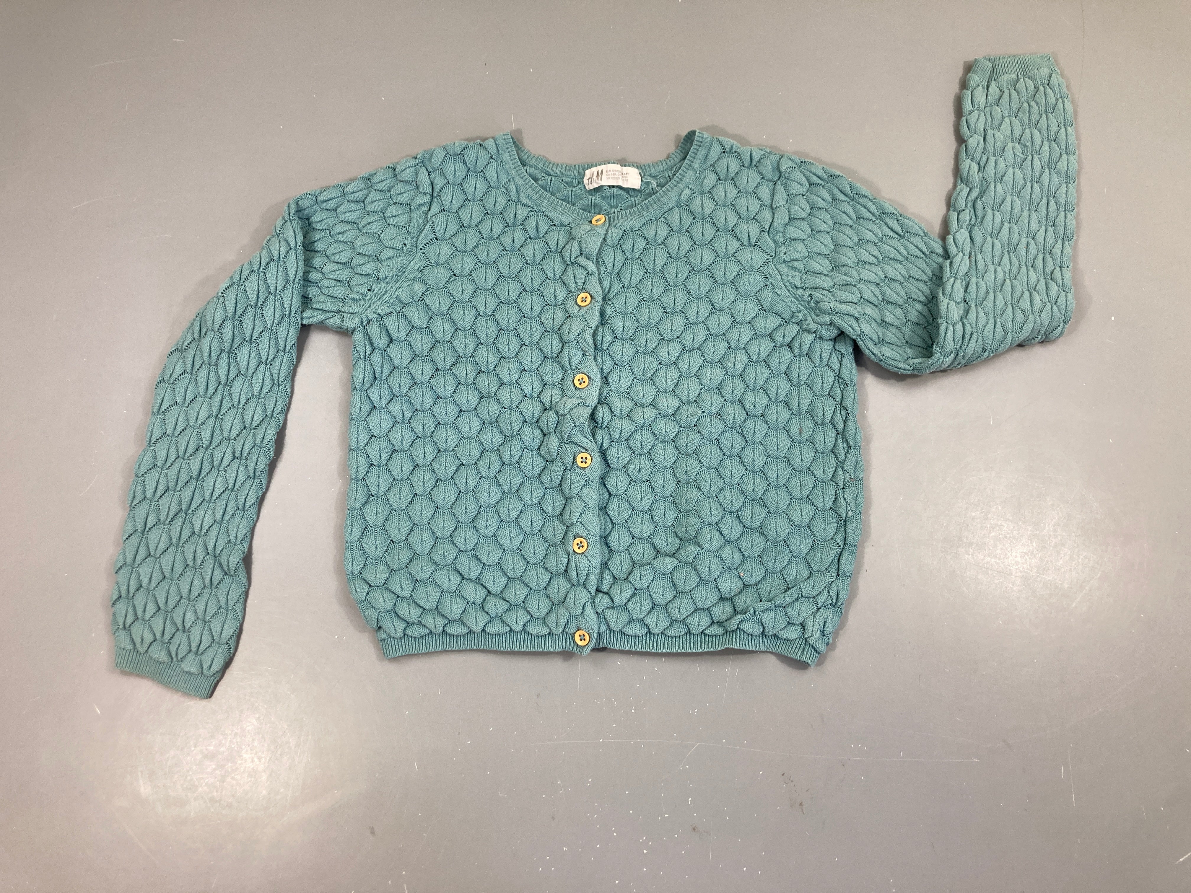Gilet texturé ajouré bleu-bouloché