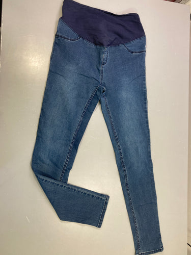 Jegging grossesse denim bleu bandeau ventre marine, moins cher chez Petit Kiwi