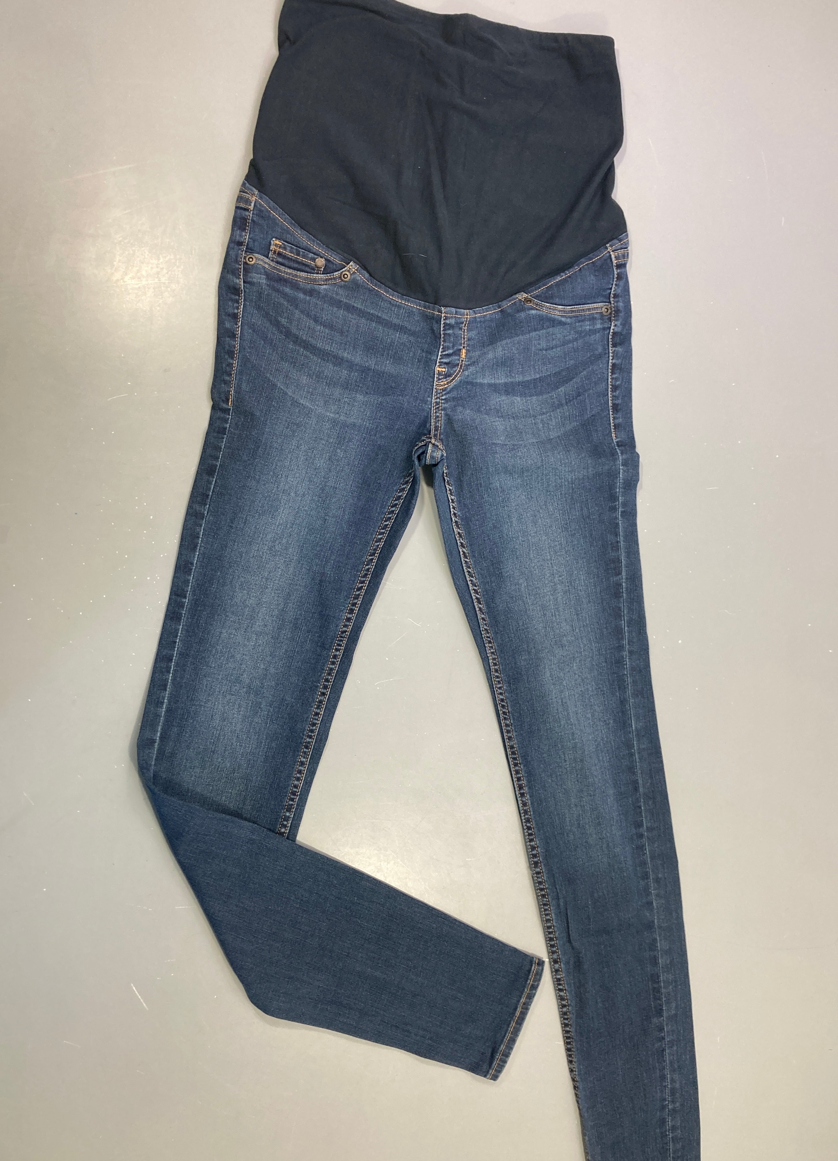 Jean skinny grossesse denim bleu délavé bandeau ventre
