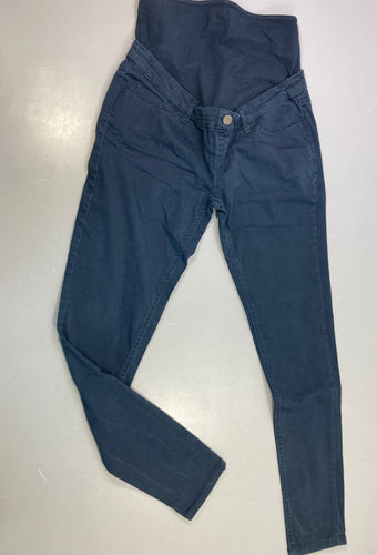 Jean skinny grossesse denim bleu marine uni bandeau ventre marine, moins cher chez Petit Kiwi