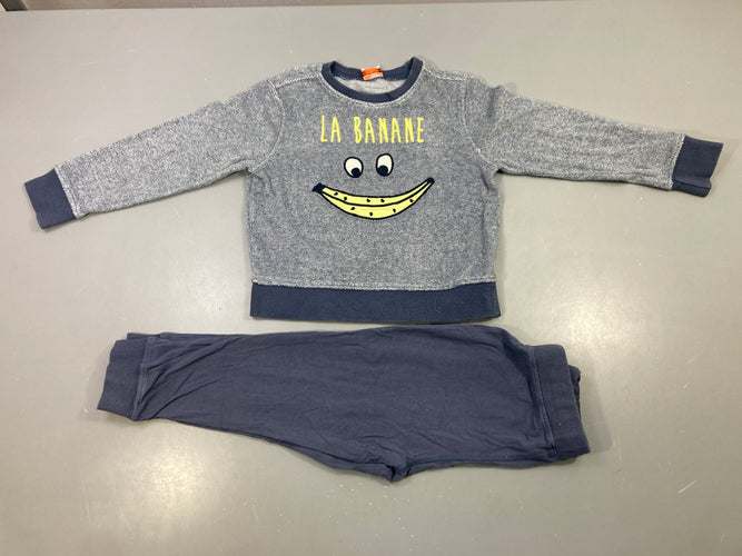 Pyjama 2pcs éponge bleu la banane, moins cher chez Petit Kiwi