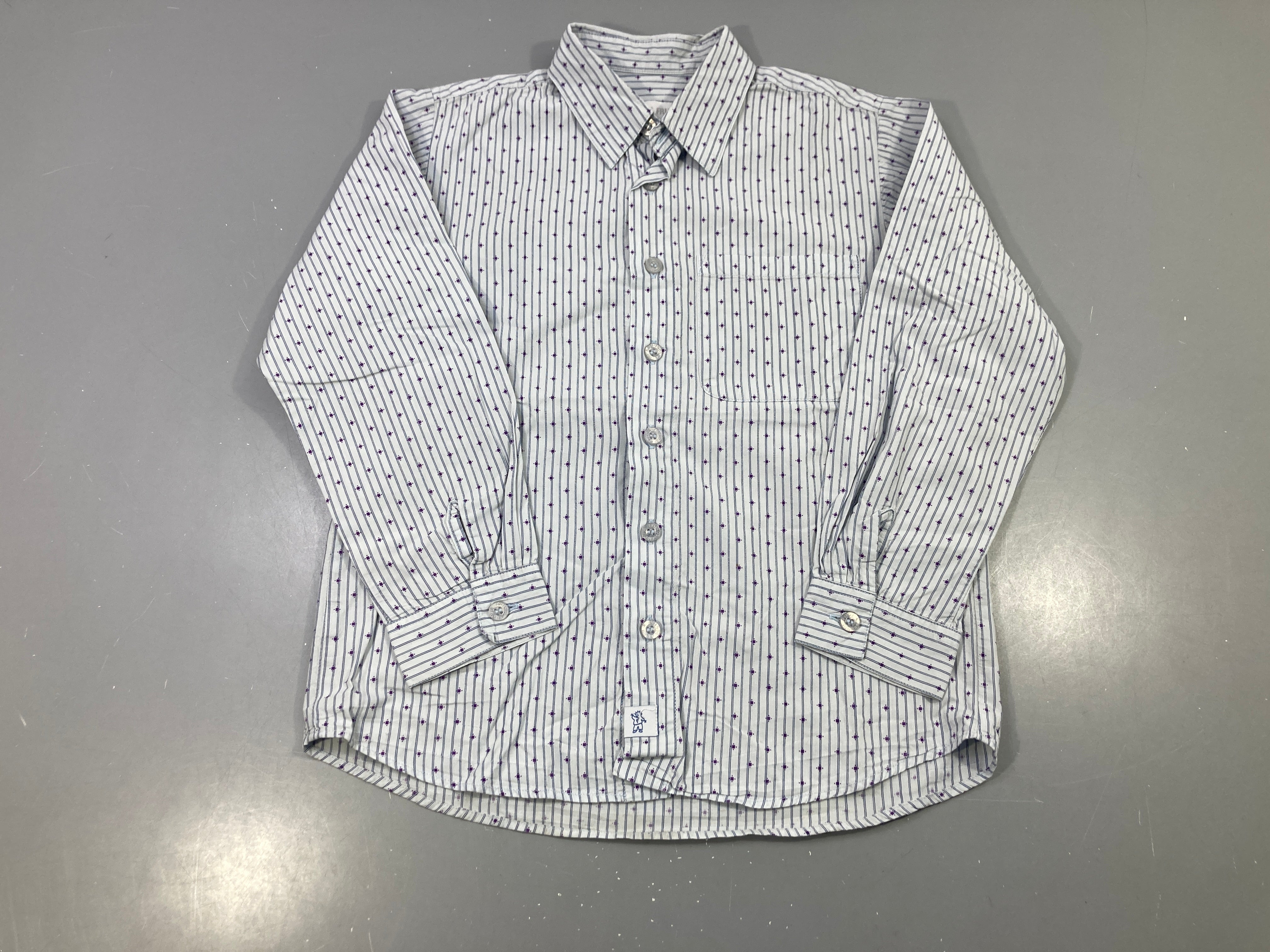 Chemise m.l bleu clair lignées motifs mauves
