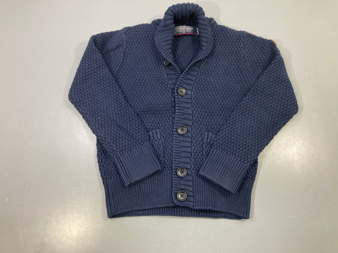 Gilet milles bleu foncé col châle, moins cher chez Petit Kiwi