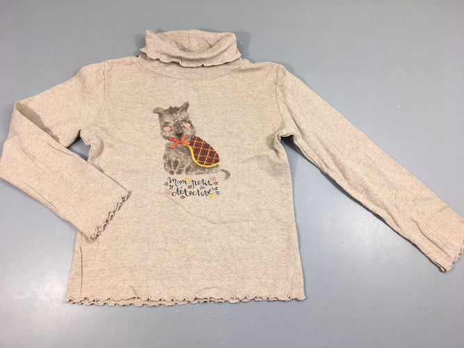 T-shirt m.l col roulé beige chien, moins cher chez Petit Kiwi