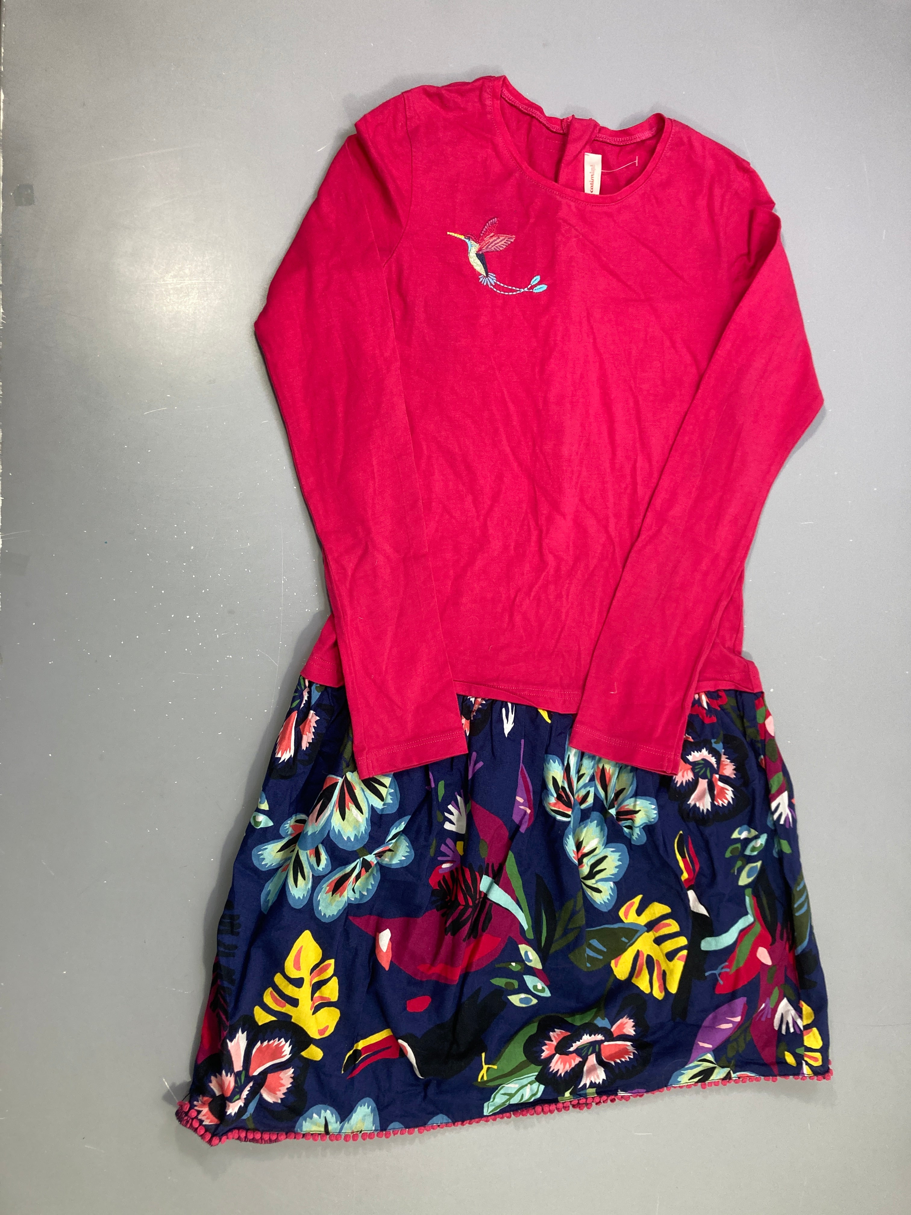 Robe jersey m.l rose bas bleu fleurs