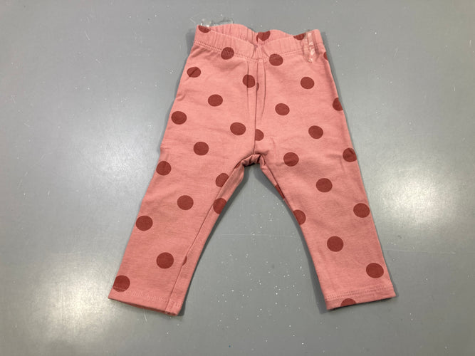 Legging épais rose pois marron, moins cher chez Petit Kiwi