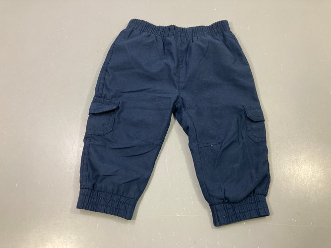 Pantalon souple marine cargo poches taille élastique, moins cher chez Petit Kiwi
