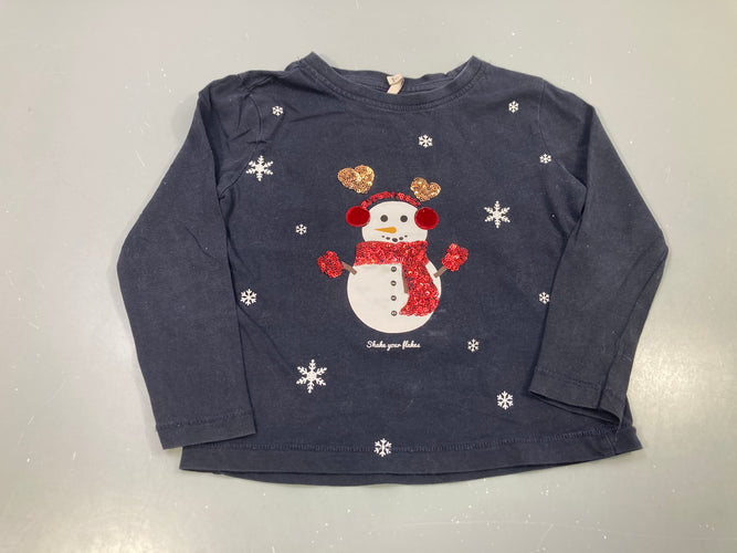 T-shirt m.l noir bonhomme de neige sequins, moins cher chez Petit Kiwi