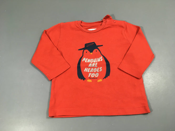 T-shirt m.l orangé Pinguins, moins cher chez Petit Kiwi
