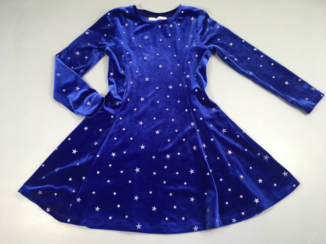 Robe m.l velours bleu étoile argentée, moins cher chez Petit Kiwi