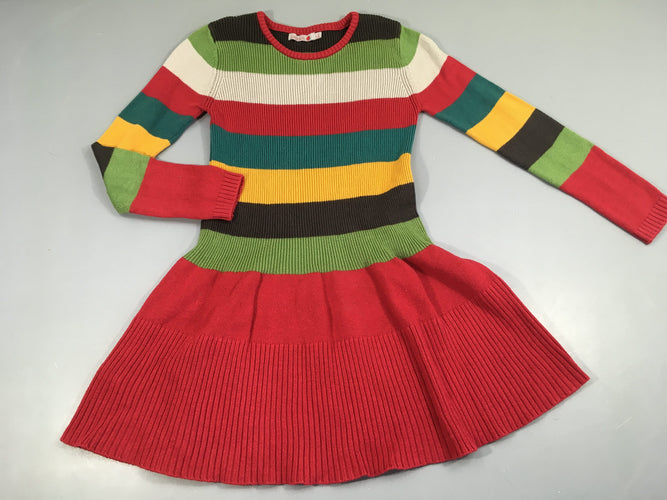 Robe pull m.l rayé rouge-jaune-gris-vert-bleu, moins cher chez Petit Kiwi