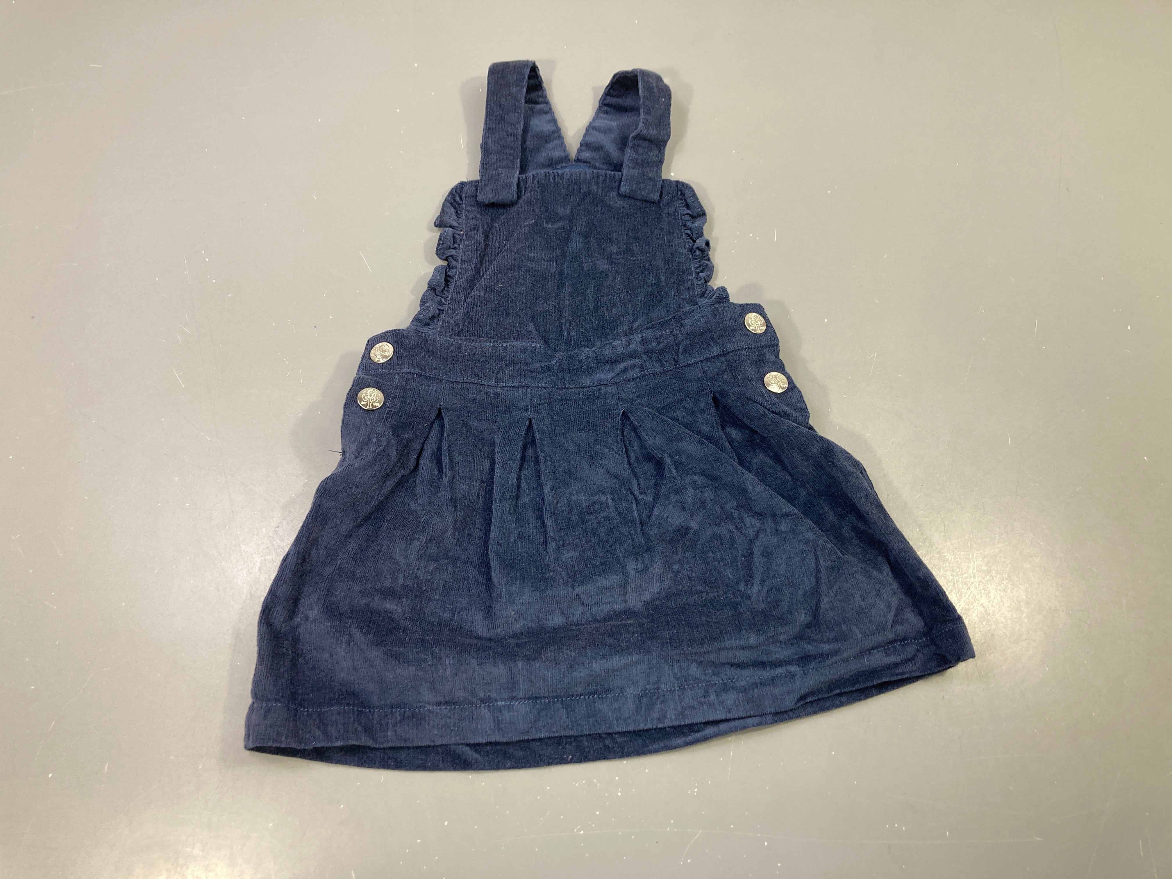 Robe salopette s.m marine velours côtelé, boutons dorés