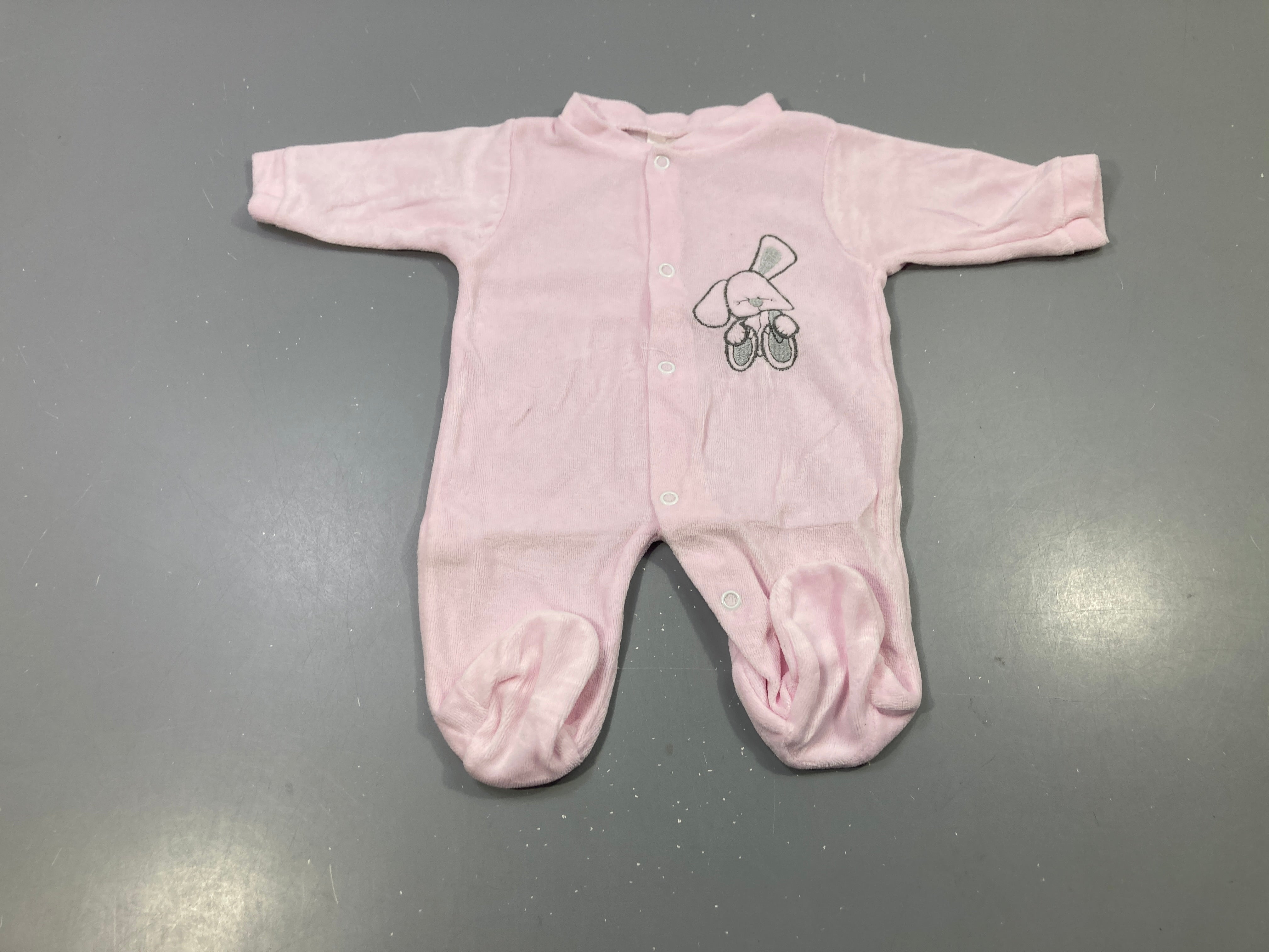 Pyjama velours rose brodé lapin chaussons