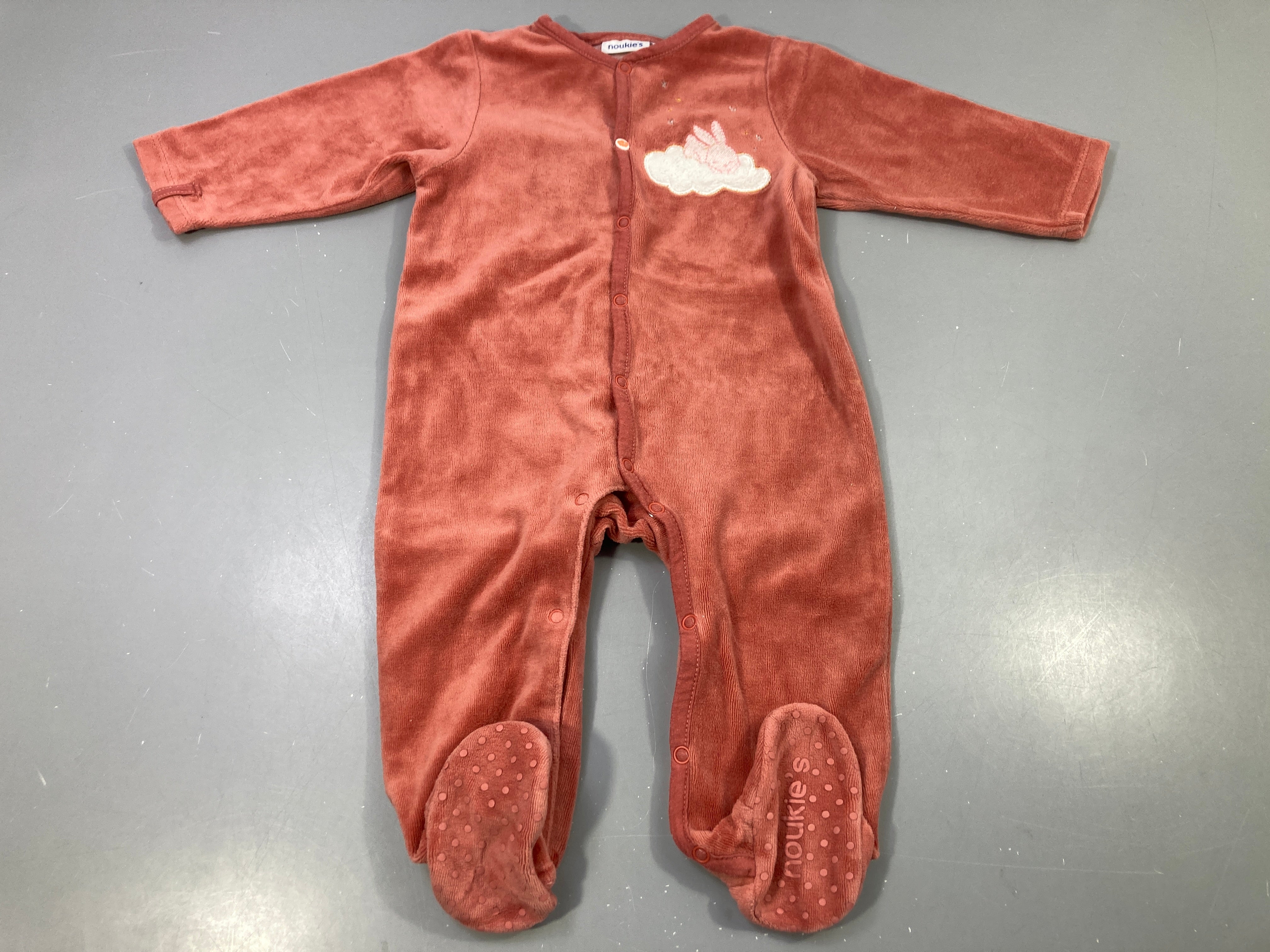 Pyjama velours terracotta brodé lapin nuage