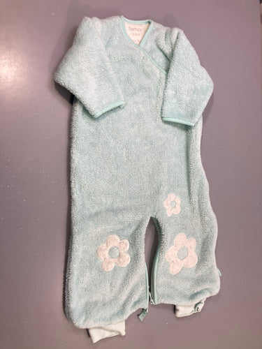 Gigoteuse peluche vert menthe fleurs zippé, croisé, moins cher chez Petit Kiwi