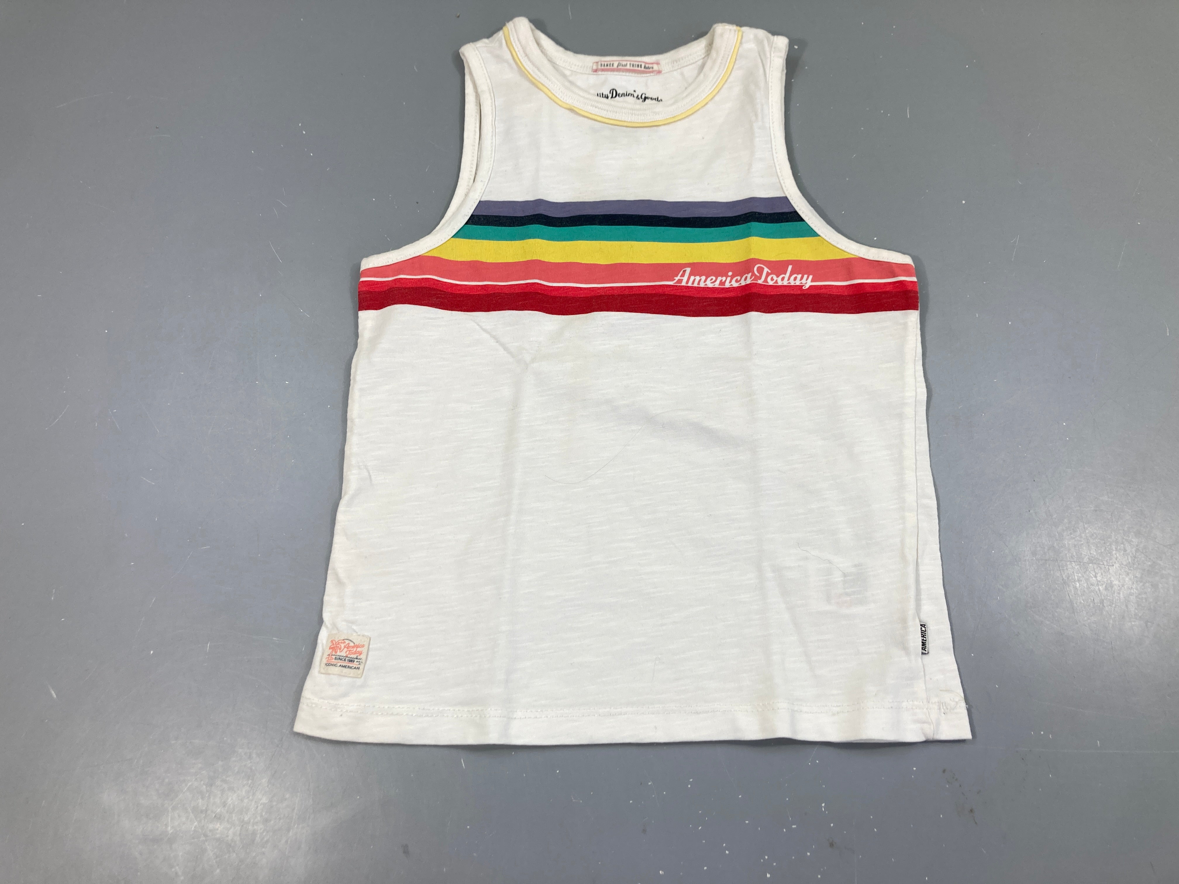 Débardeur blanc flammé rayé multicolore